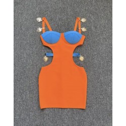 Orange Beach Dress with Gold details