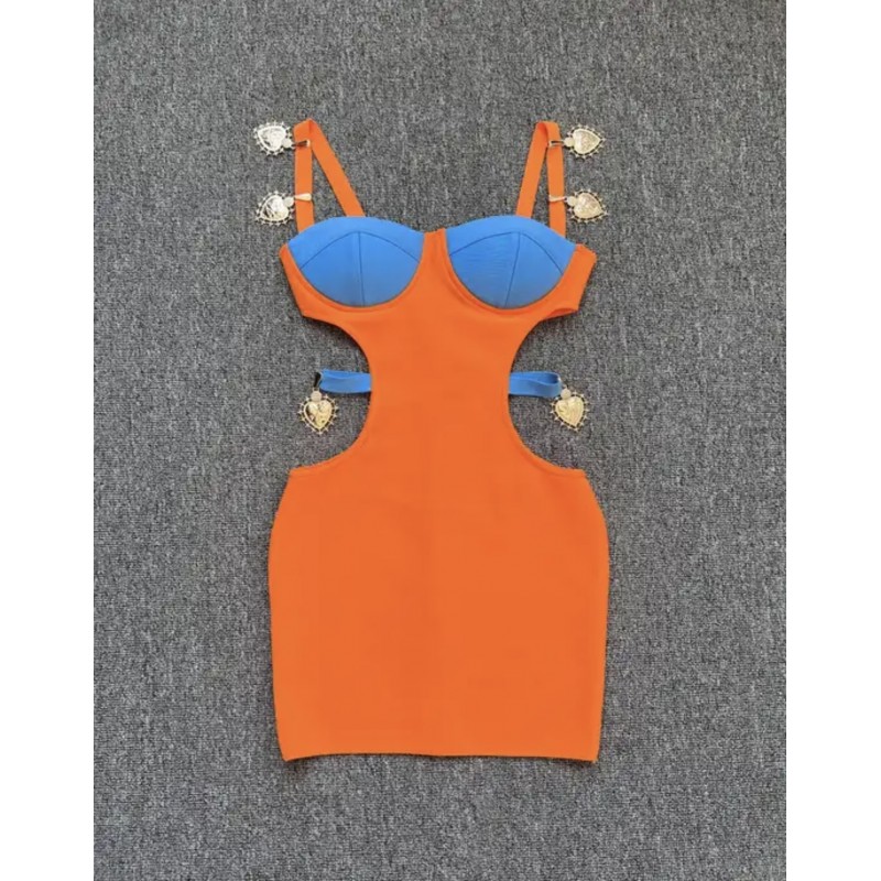 Orange Beach Dress with Gold details