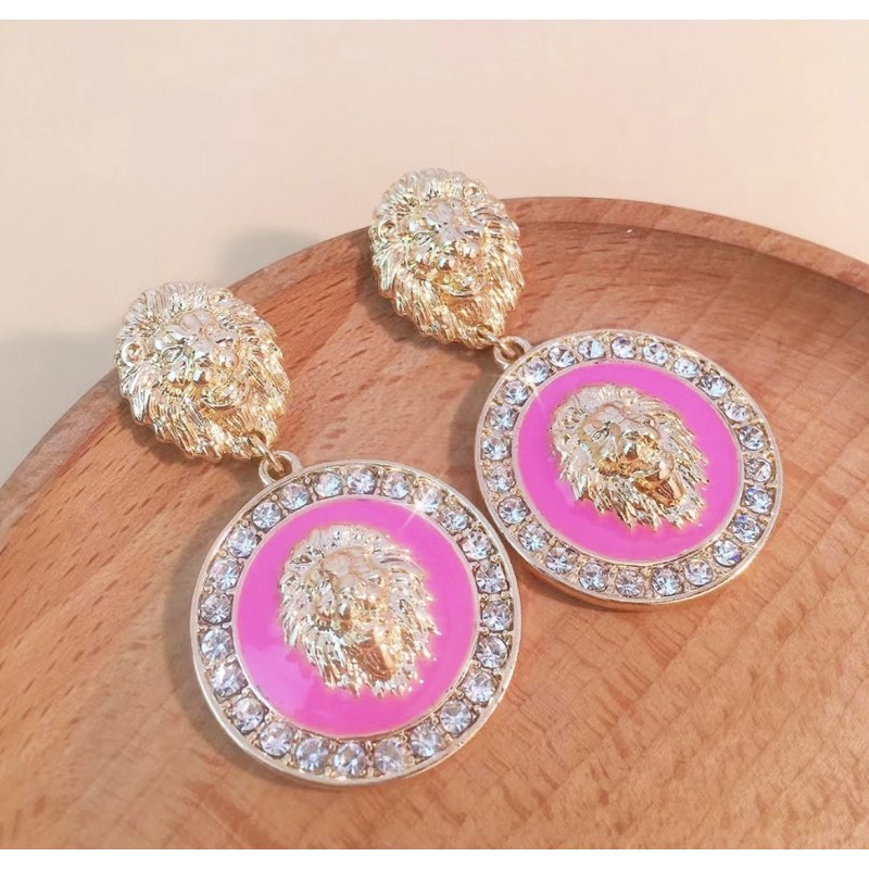 Gold Zyrkonia Earrings Style in Pink