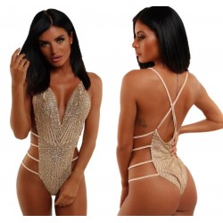 Glitter Swimsuit in Beige