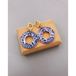 Blue White Earrings