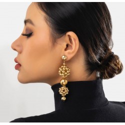 Gold Style Long Earrings Perls