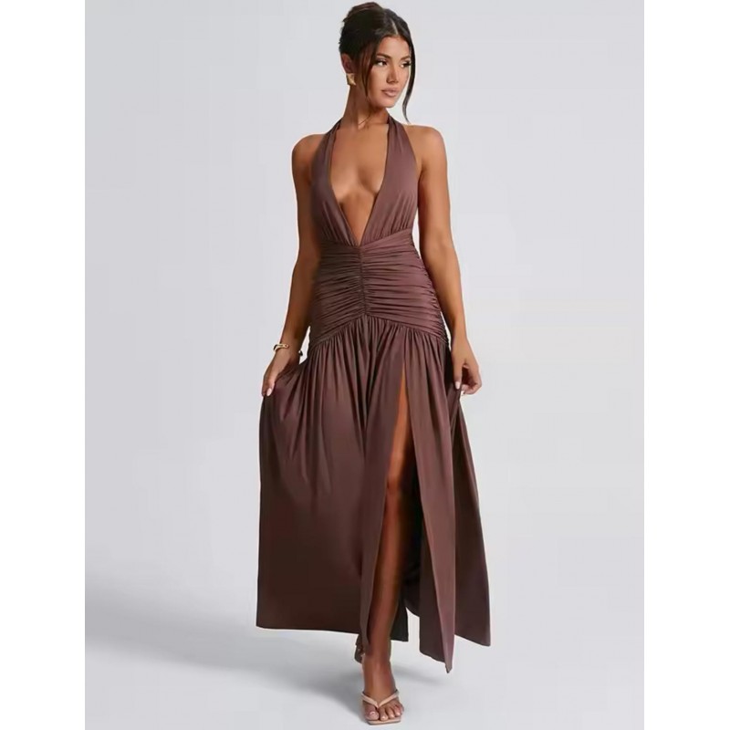 Brown Backless Dress