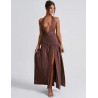 Brown Backless Dress