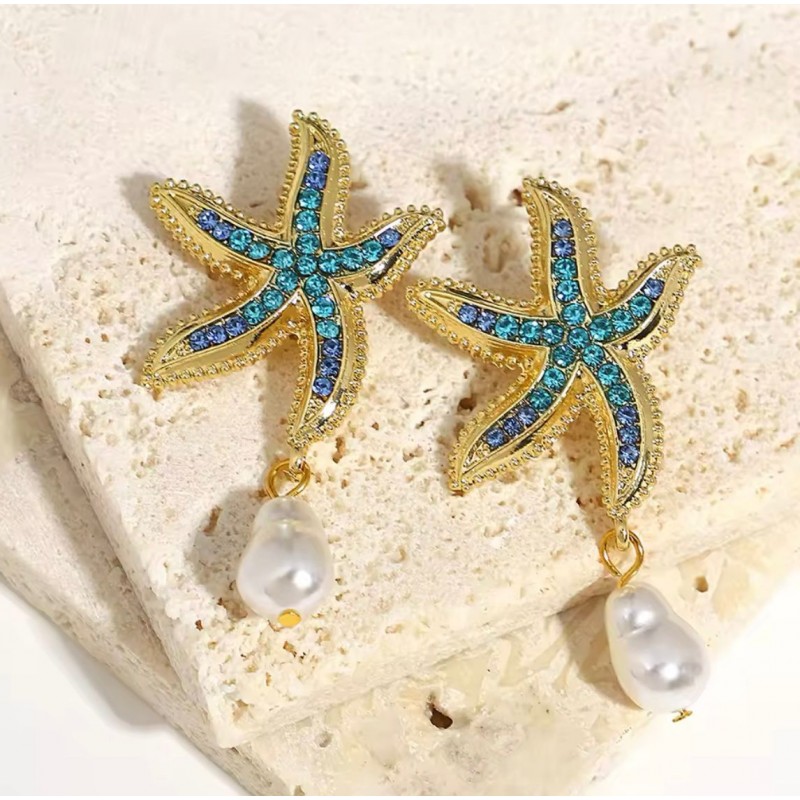 Star Earrings Blue Ocean